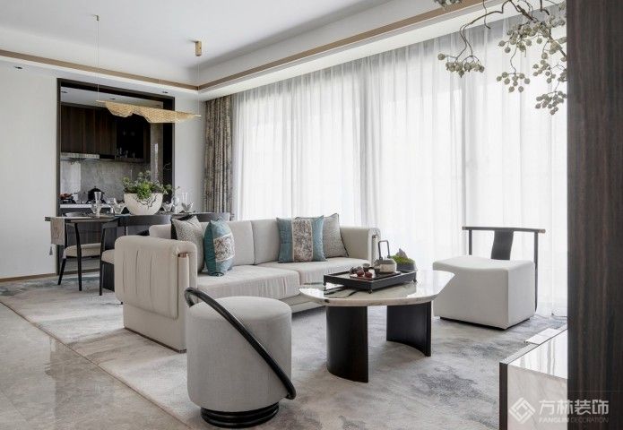 金沙泊岸119㎡中式风格装修效果图