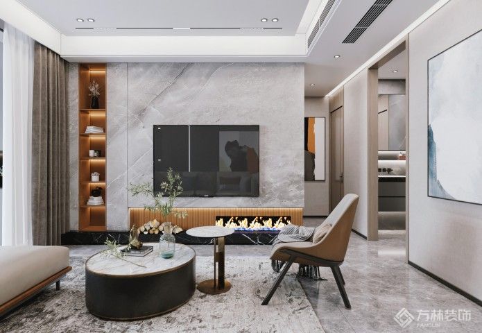 水岸国际时代上城125㎡港式轻奢装修效果图