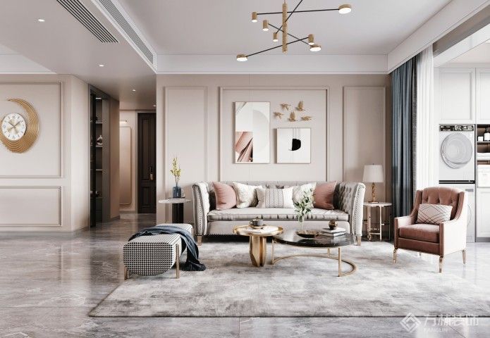 兴华御水澜湾199㎡美式轻奢装修效果图