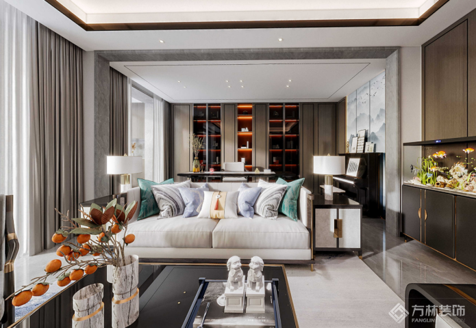 绿地国际金融城220㎡新中式风格装修效果图