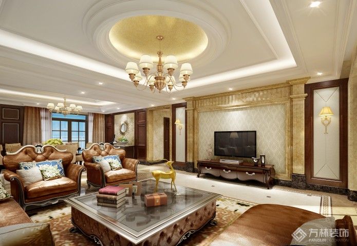 绿地金融国际城230㎡现古典欧式装修效果图