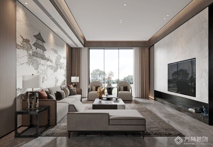 华侨城820㎡新中式装修效果图